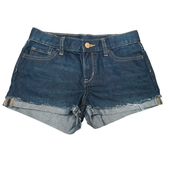 Old Navy Shorts Girls 12 Blue Cuffed Dark Wash 27 in Adjustable Waist New - Picture 1 of 9